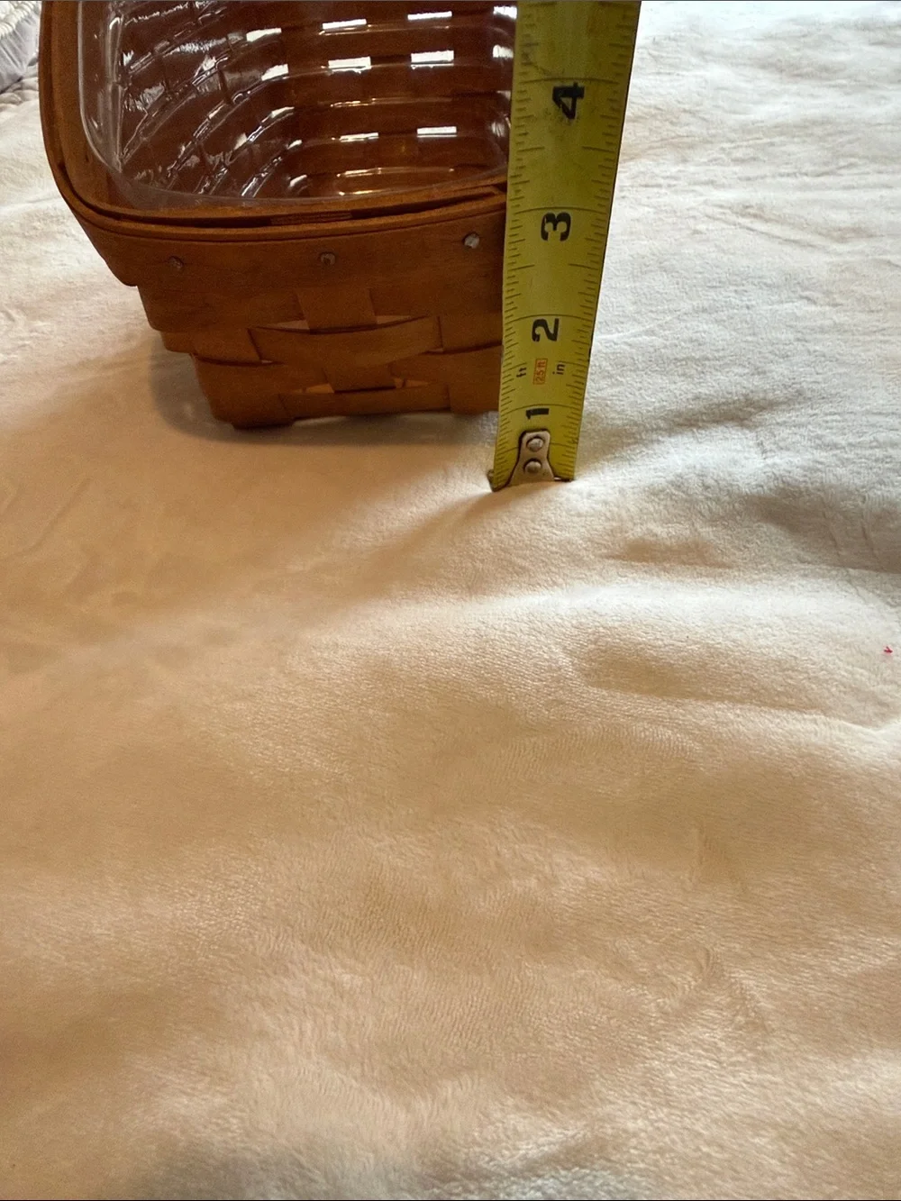 Longaberger Brown Woven Slanted Basket with Liner. Vegetable basket